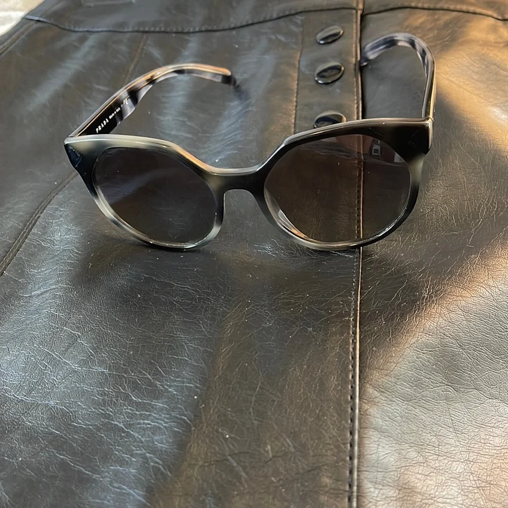 Prada Black Round Cat-Eye Sunglasses